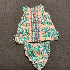 Lilly-two piece dress and bloomers. 12-18 months